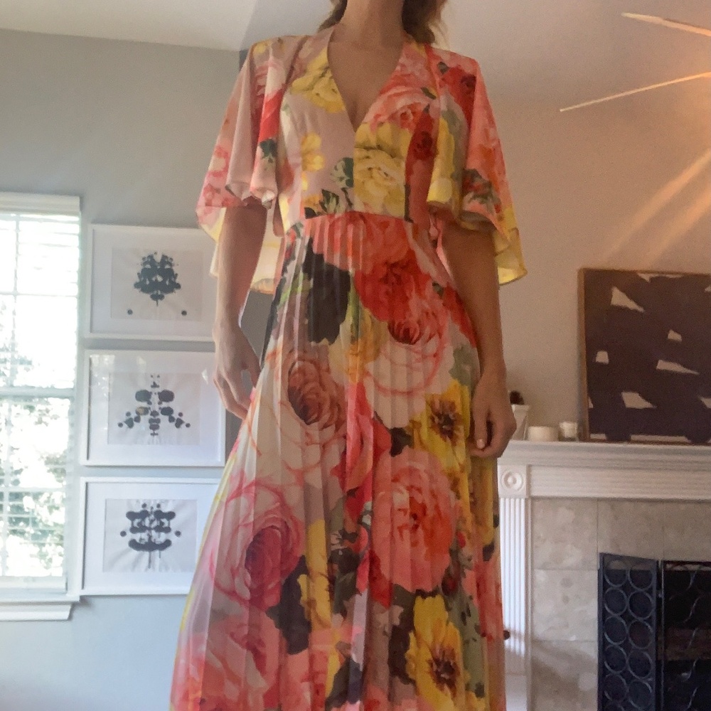 Asos Beautiful Pleated Maxi Dress with Floral Print